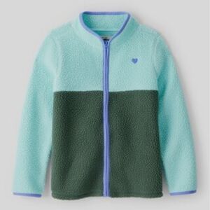 Osh Kosh B'gosh 4t Colorblock Fleece Zip Jacket - Mint & Forest